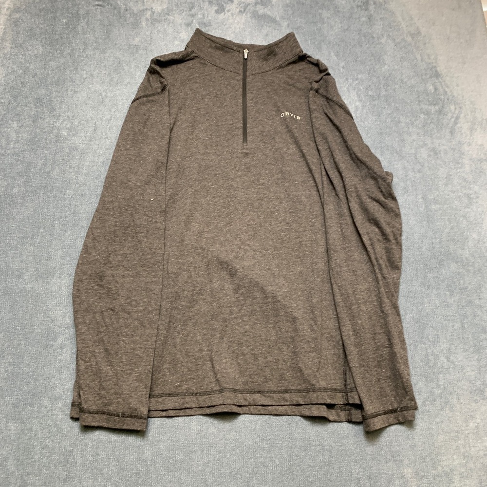 Orvis Classic Collection 1/4 Zip Top Mens XL Heather Gray Contrast Stitch Logo